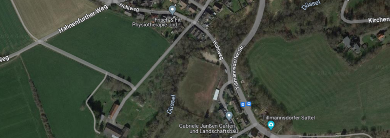 Sportplatz Düssel, Luftbild mit Google Maps
